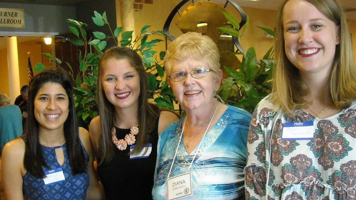 At their luncheon meeting on May 18, the Manatee Country Retired Educators Association awarded four scholarships. All are planning careers in education. Receiving the awards were Abigail Reese and Olyanna Koniszczuk, Lakewood Ranch High School; Natalie Navarrete, Palmetto High School; Sabre Hensley, Braden River High School; and Danielle Guida, a junior at Florida Southern College. Guida is receiving her second award from MCREA and her second award from the Florida Retired Educators Association. From left, Danielle Guida, Abigail Reese, Diana Buell, MCREA Scholarship Chair; and Olyanna Koniszczuk.