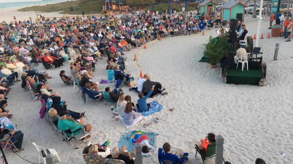The Easter Sunrise Service at the Manatee County Public Beach draws a large crowd.