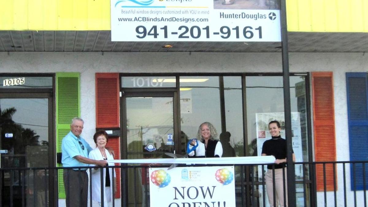 A ribbon cutting was held for Affordable Custom Blinds and Designs, 10105 Cortez Road W., Bradenton. The company offers design ideas and decorating solutions and provides a large variety of window treatments, drapery, valances and motorized window coverings, and offers professional installation. For more information, call 941-201-9161 or acblindsanddesigns.com. Do you have a ribbon cutting you’d like to submit? Send it to Angie Monroe at amonroe@bradenton.com.