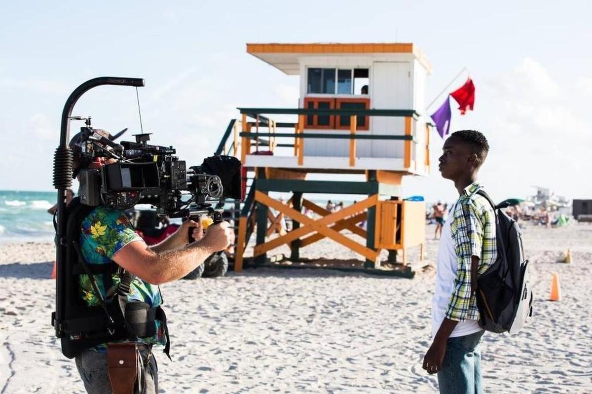 A scene from Oscar-nominated “Moonlight” is shot on a South Florida beach