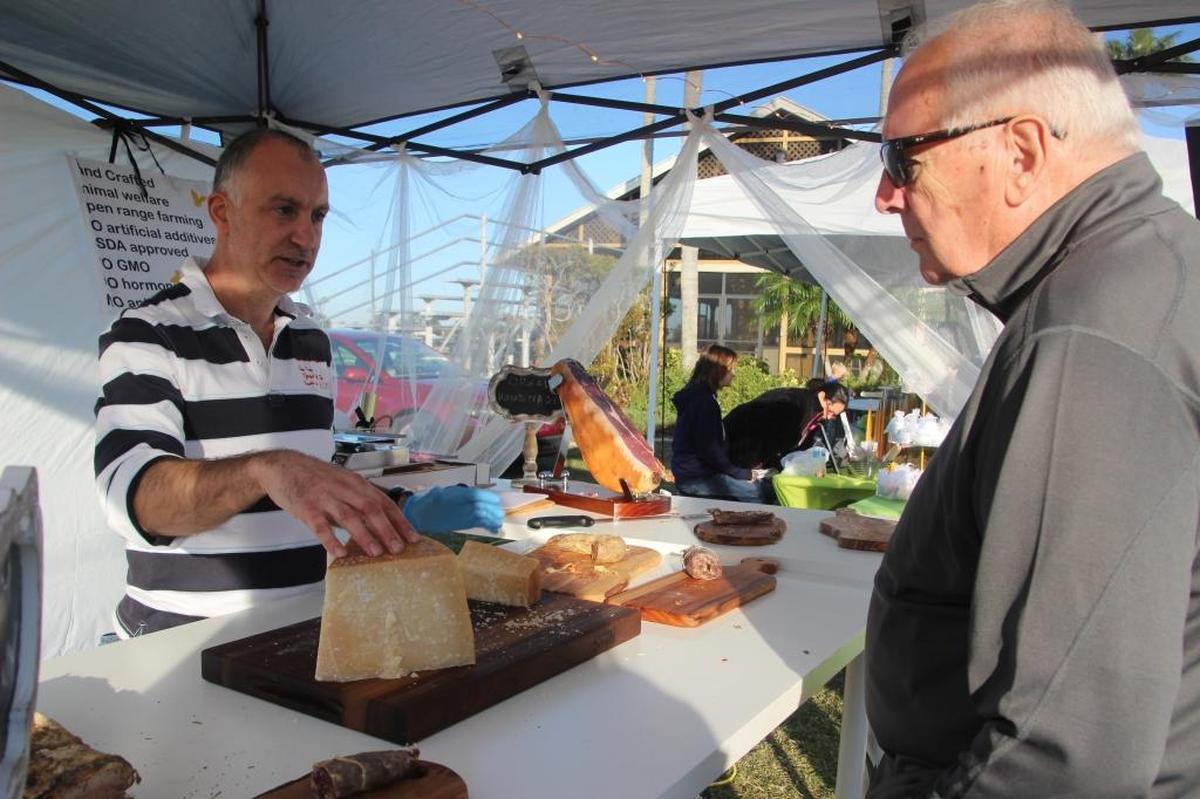 Lorenzo Masolini of Tuscan Eat of Sarasota was offering samples of Italian cheeses and meats at The Market at Lakewood Ranch.