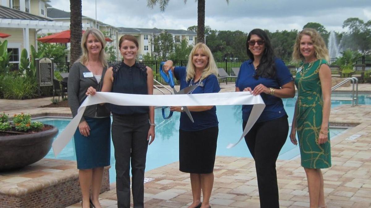 A ribbon cutting was held for ParkCrest Landings LLC, 5725 First Ave. E., Bradenton. The complex offers residences featuring impressive design and elegant interiors, characterized by comfort and warmth with a stress-free lifestyle, resort pleasures, miles of walking trails and lakeside pools. For more information, call 941-345-4913 or parkcrestlandings.com. Do you have a ribbon cutting you’d like to submit? Send it to Angie Monroe at amonroe@bradenton.com. Photo courtesy of Manatee Chamber of Commerce.