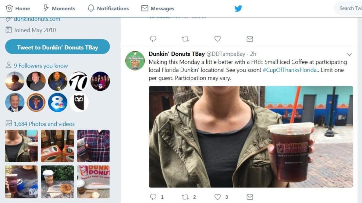 Participating Florida locations of Dunkin’ Donuts are offering free small iced coffees Monday to show appreciation to customers and marking the end of the 2017 hurricane season.