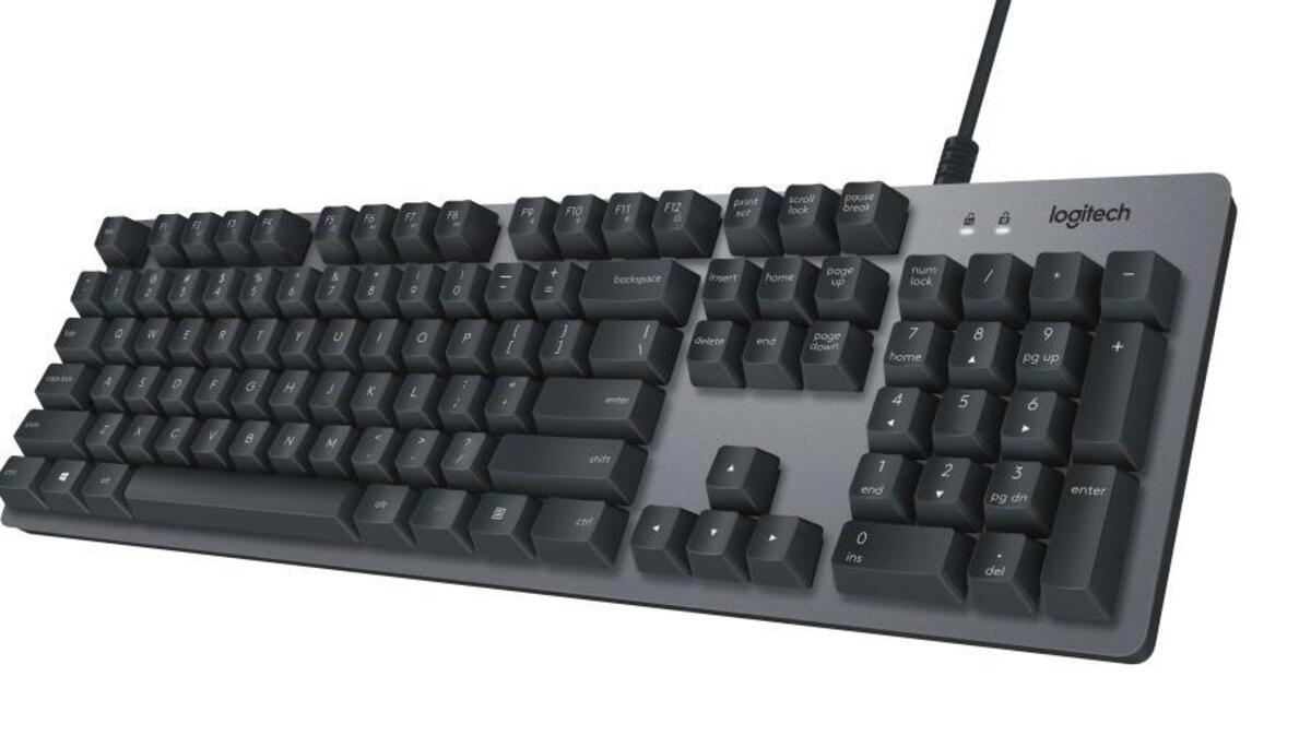 The USB Logitech K840 mechanical keyboard.