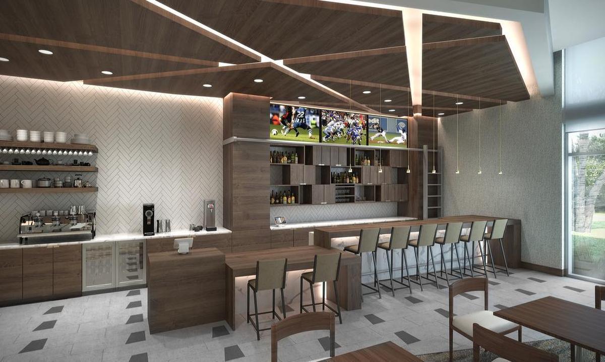An artist’s rendering of the bar at the Legacy Hotel on the campus of IMG Academy.