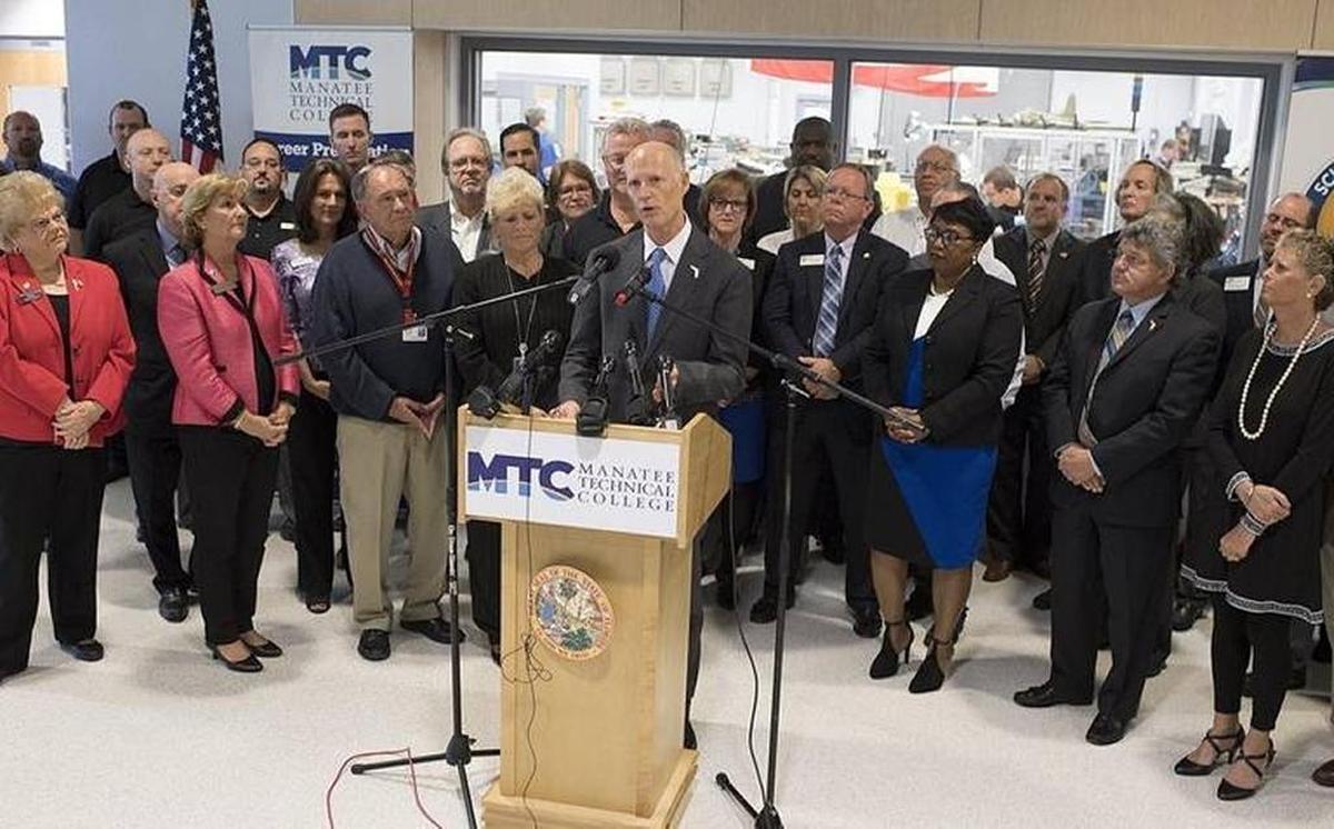Gov. Rick Scott announced the first project from the Florida Job Growth Grant Fund, the state’s economic development program for public infrastructure and workforce development, last week at Manatee Technical College.