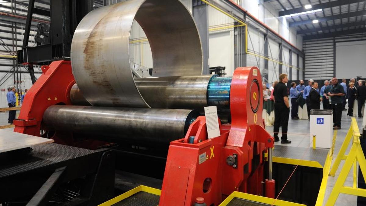 Plate bending rolls are used to roll 5,000-pound sheets of aluminum into cylinders at Air Products in north Manatee County. Demand for manufacturing employees has increased over the last year in Manatee County, according to CareerSource Suncoast.