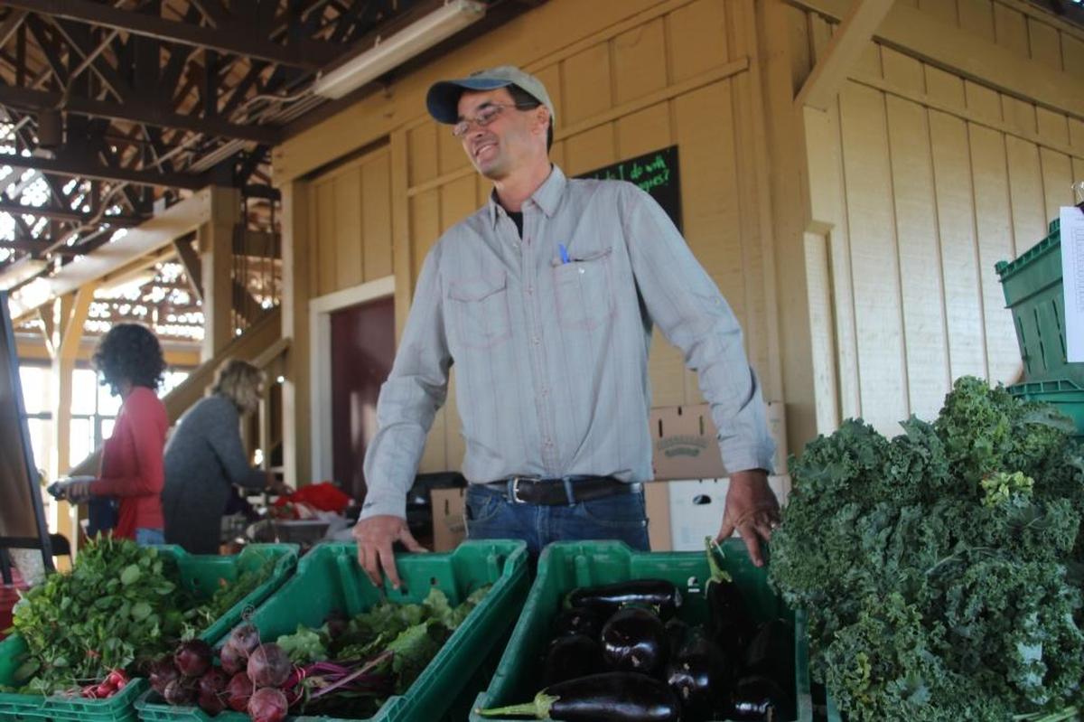 Chris Worden of Worden Farm brought a variety of fresh organic produce, including kale, radishes and eggplant, to The Market at Lakewood Ranch.