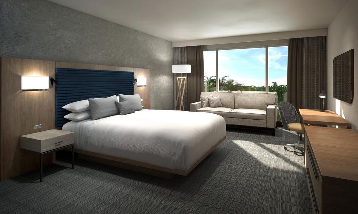 An artist’s rendering of a guest room at the Legacy Hotel on the campus of IMG Academy.