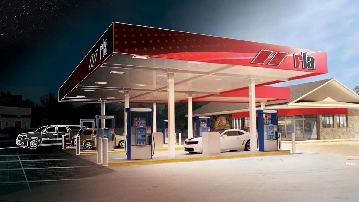 A graphic from the company that designed the lighting for the new 1st Street E. Circle K shows what the finished store may look like.
