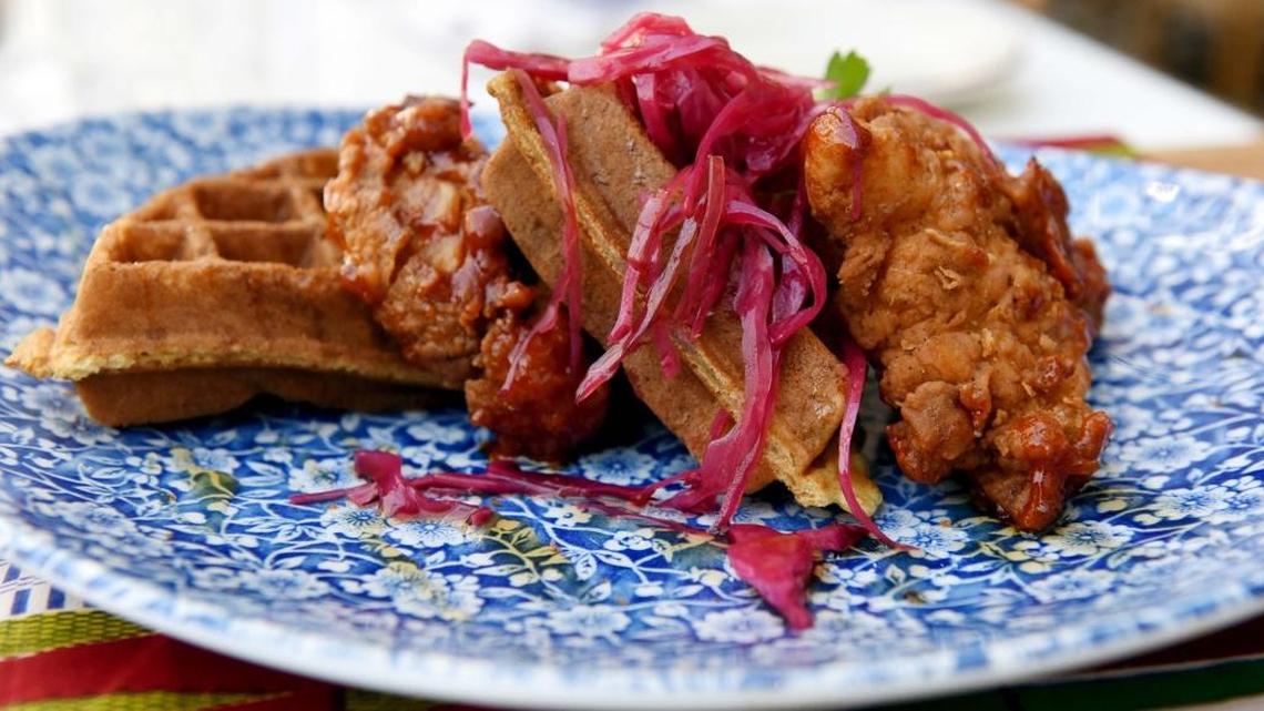 Chef demo at Arts & Eats features chicken and waffles