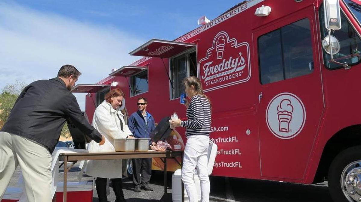 A Freddy’s food truck made a pit stop in downtown Bradenton in February and would like to come back, but franchisee Cash Shelton said there “isn’t really a spot for us to come back to.”
