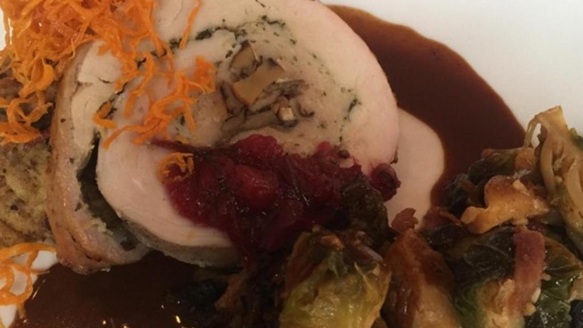 The Table Creekside in Sarasota has a Pilgrim Carving Feast on the menu for Thanksgiving. It includes organic stuffed roasted turkey, chanterelle, wood ear, truffle, chestnut stuffing, turkey fixin’ sous vide, California root vegetable confit and foie gras giblet reduction.