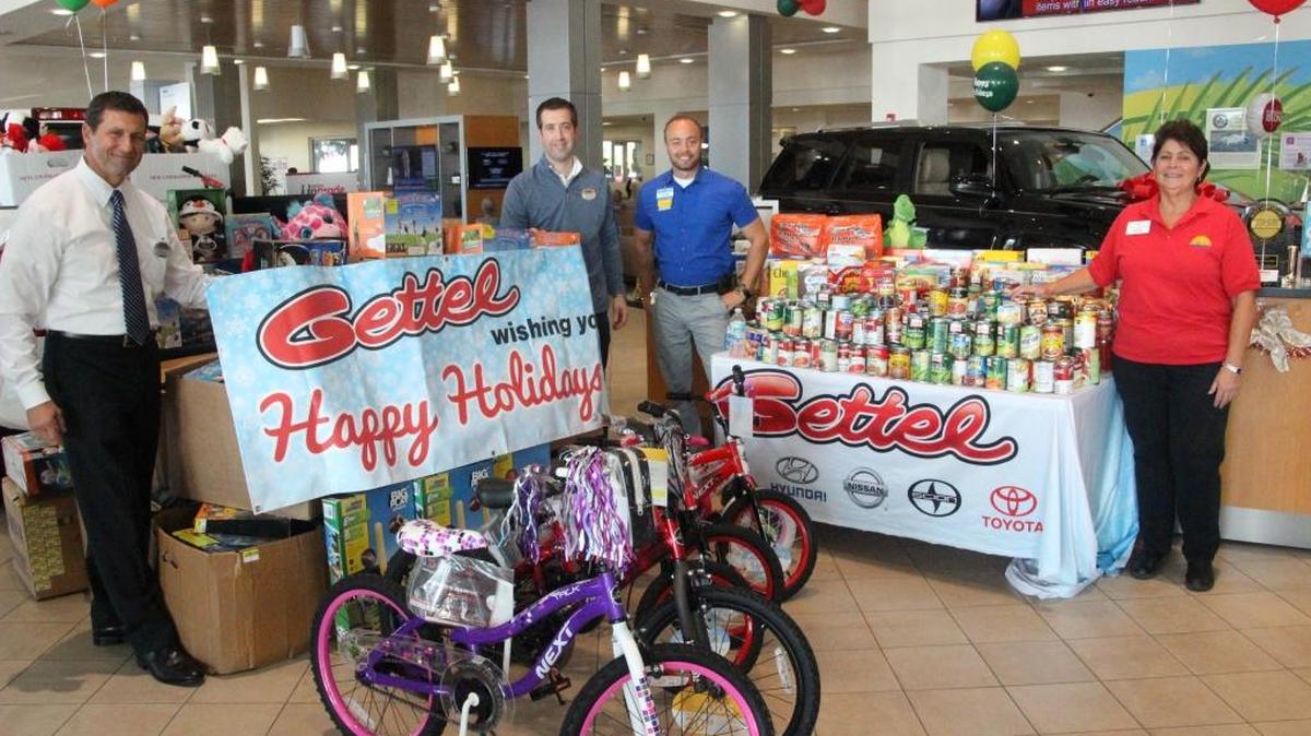 With more than 360 bikes in the showroom of Toyota of Lakewood, 5959 State Road 64 E., Bradenton, on Thursday, the dealership looked a lot like a bike shop. Gettel Automotive Group staff bought the bikes for Toys for Tots and donated $5,000 to the Manatee County Food Bank. The money for the bikes was donated by associates and vendors, and matched by the company, making the total Toys for Tots donation $21,000. Walmart worked with Gettel on the bike purchase and assisted with assembly. Gettel associates also assembled some of the bikes. Gettel’s toy and food program is now in its fourth year. The bikes will be distributed through Gettel’s various dealerships. Shown above, from left, are Bill Finocchiaco and Jeramie Snelling of Gettel, Julien Schneider of Walmart, and Cindy Sloan of the food bank.