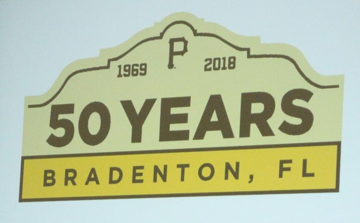 The Pittsburgh Pirates on Friday unveiled a commemorative logo to celebrate the 50th season of Pirates baseball in Bradenton. Pirates president Frank Coonelly revealed the logo during an address to the Bradenton Area Economic Development Corporation.