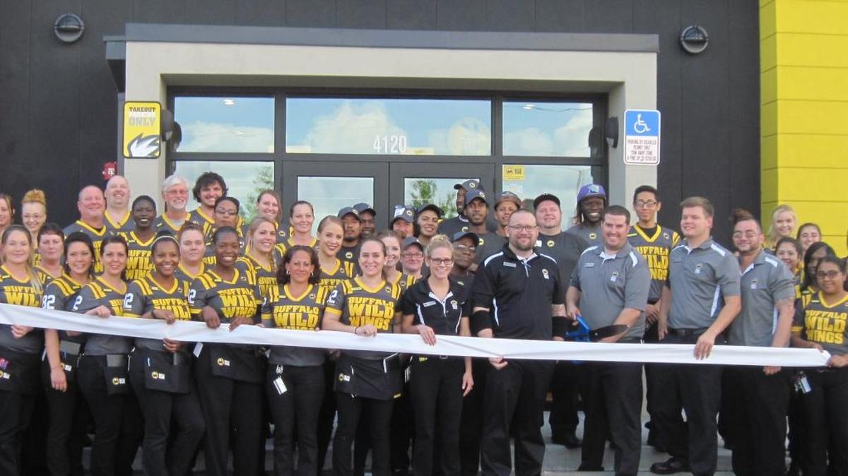 A ribbon cutting was held for Buffalo Wild Wings, 4120 14th St. W., Bradenton. The restaurant offers lunch and dinner for take-out or inside dining, featuring their signature wings in many flavors, burgers, salads, desserts and more. For more information, call 941-345-4883 or buffalowildwings.com. Do you have a ribbon cutting you’d like to submit? Send it to Angie Monroe at amonroe@bradenton.com. Photo courtesy of Manatee Chamber of Commerce.