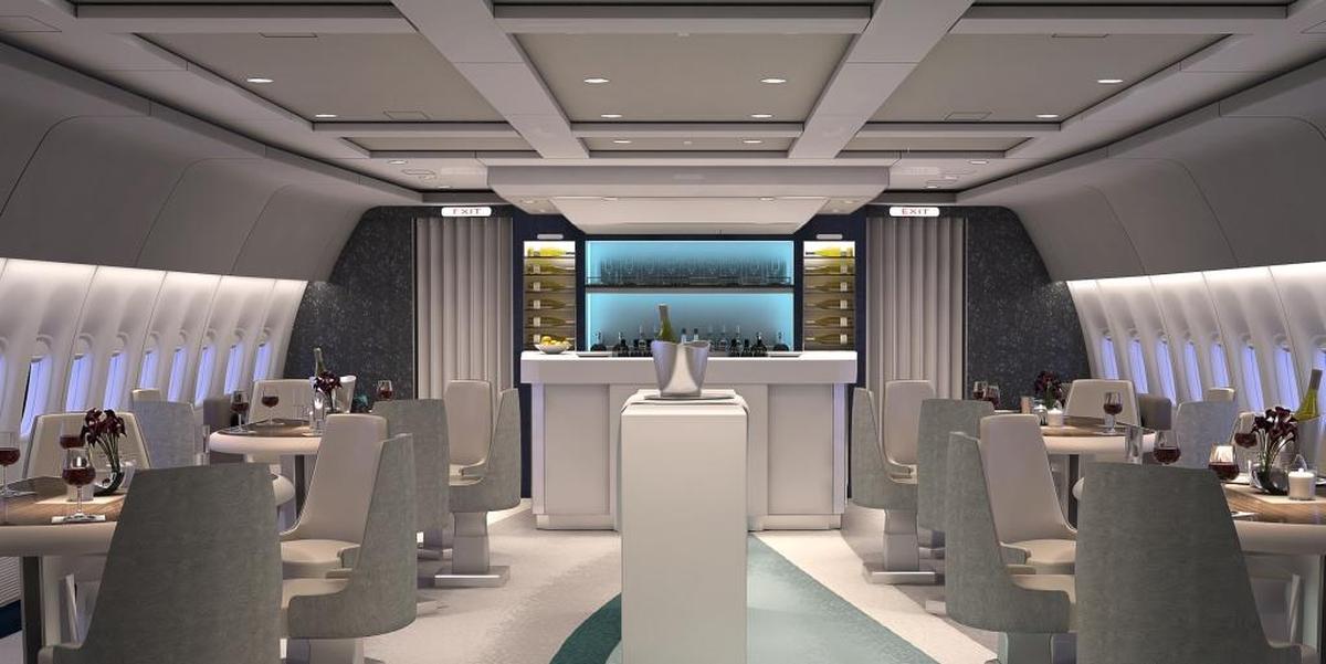 This is not your typical airplane. The Crystal Skye jet features a lounge, bar, seats that recline into beds and plenty of room. The plane, which could accommodate 300, will have only 88 seats.