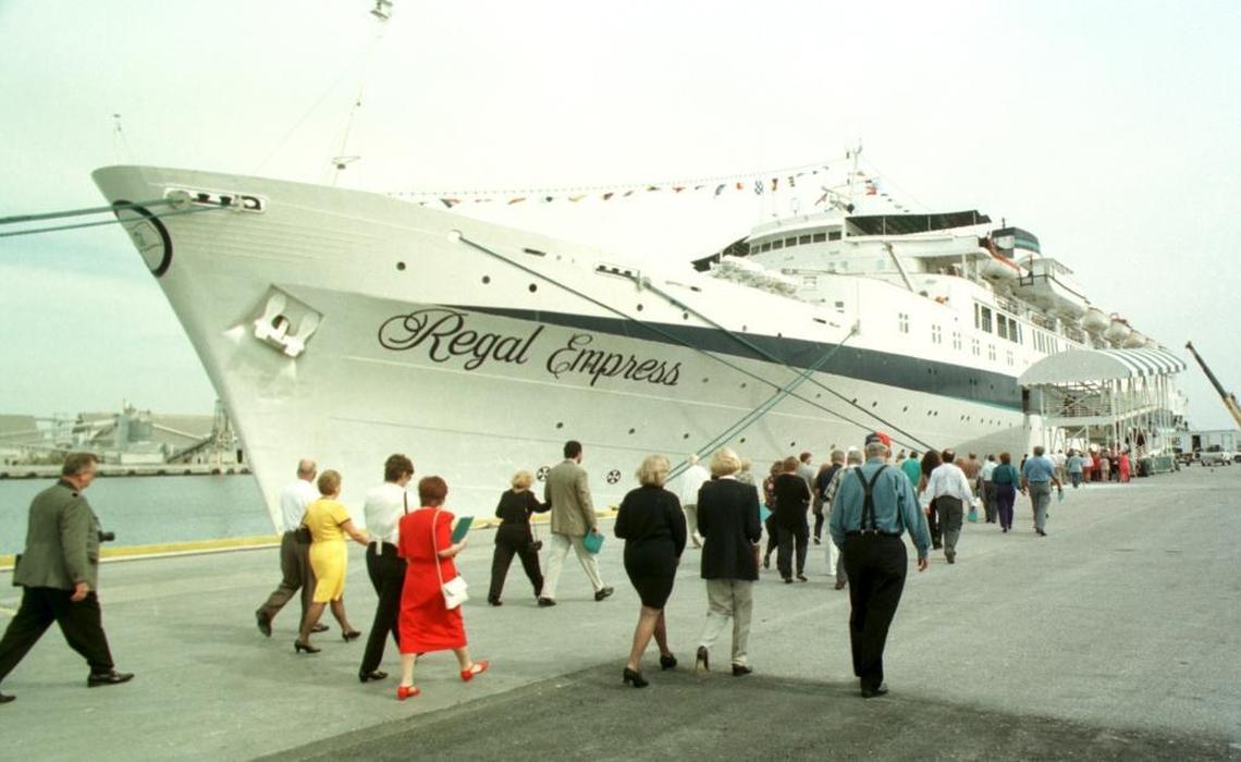 Passengers prepare to board the Regal Empress at Port Manatee in this January 1998 photo. Cruise service was last offered at Port Manatee in 2003.