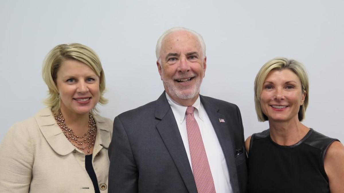 From left: Manatee Chamber of Commerce interim president Jacki Dezelski, Manatee County administrator Ed Hunzeker and Bradenton Area Economic Development Corp. president Sharon Hillstrom spoke about economic development to the Realtor Association of Sarasota and Manatee 2017 Leadership Academy class on Monday.