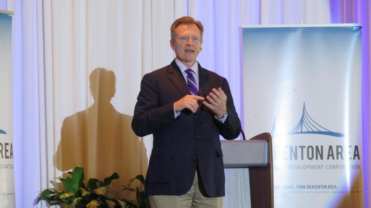 The Bradenton Area Economic Development Corporation gave its annual update on Friday with a keynote address by James Otteson about the moral purpose of business.