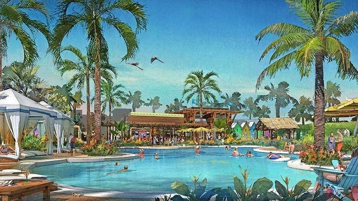 Model drawing for Latitude Margaritaville, which Jimmy Buffett’s company plans to build in Daytona Beach.