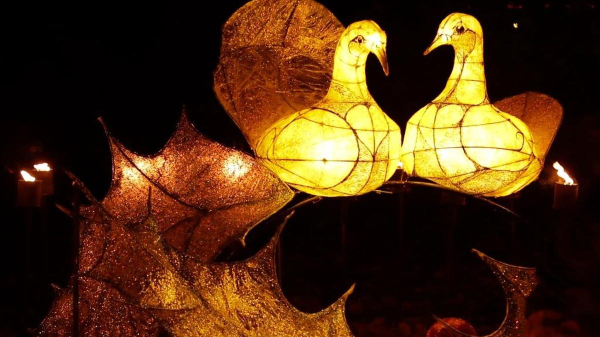 The Two Turtle Doves section of a Fire Garden display in London. The slow recovery of the U.S. economy is keeping the cost of gifts listed in the song “The Twelve Days of Christmas” from spiraling out of control, according to Pittsburgh-based PNC Financial Services Group’s 33nd annual “PNC Wealth Management Christmas Price Index” released Thursday.
