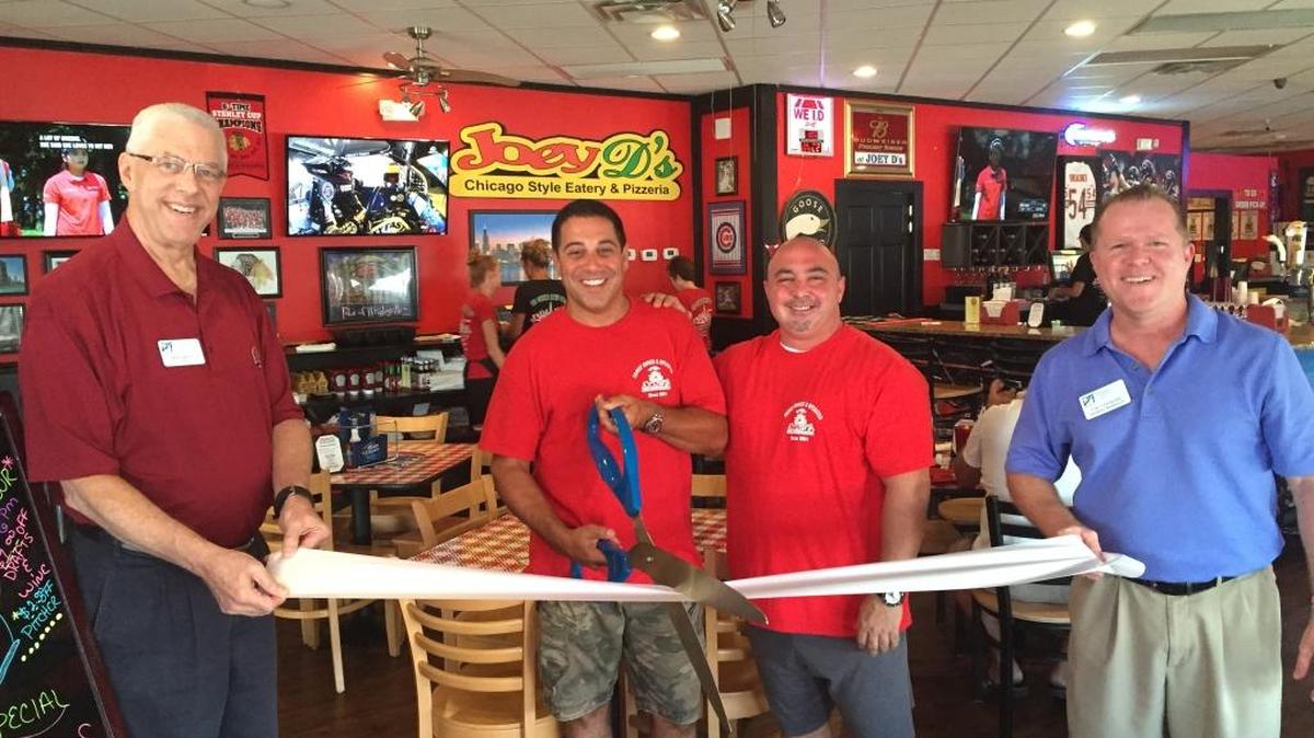 A ribbon cutting was held for Joey D’s, 945 10th St. E., Palmetto. The restaurant serves Chicago Italian-style pizzas, hot dogs, beef and many other authentic Italian cuisine menu items for dine-in, take-out or catering. For more information, call 941-417-2106 or joeydschicagostyleeatery.com. Do you have a ribbon cutting you’d like to submit? Send it to Angie Monroe at amonroe@bradenton.com. Photo courtesy of Manatee Chamber of Commerce