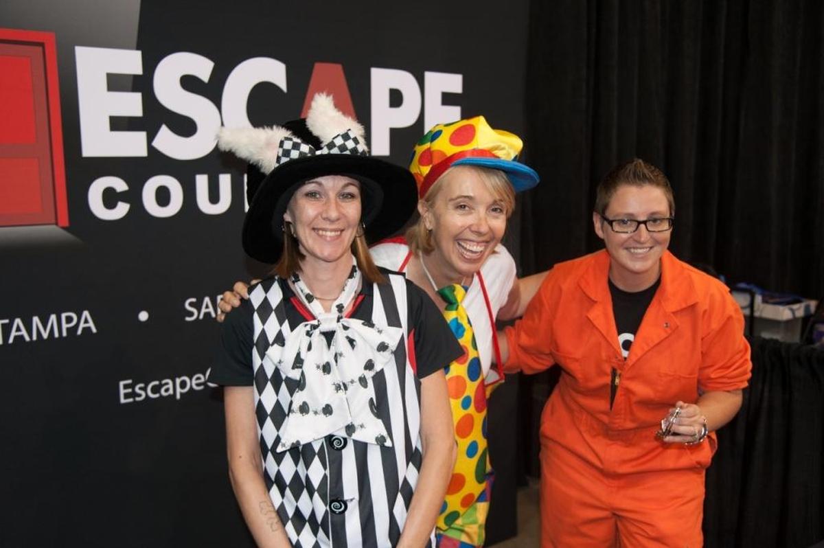 The staff of Escape Countdown, including Renee Ryckman, Taura Agar, and Angela Scoggins, took part in the East Meets West Regional Business Expo in 2016.