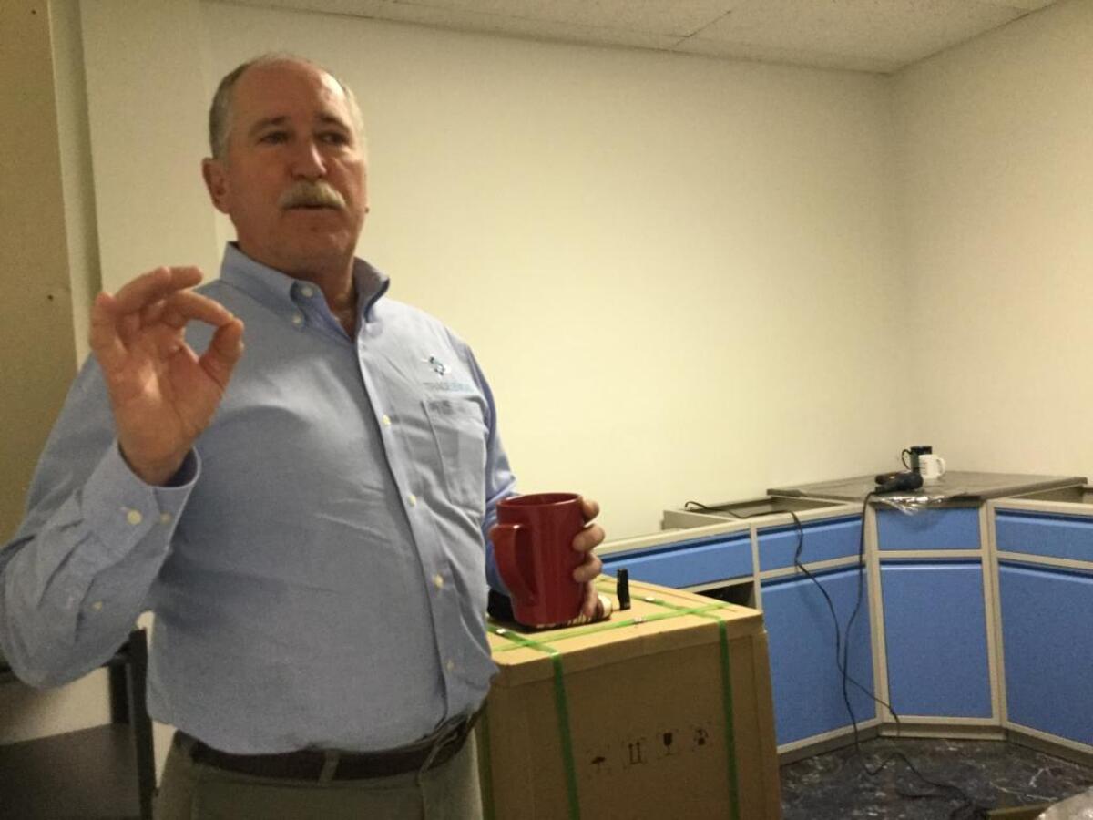 Manatee County native and CEO of Trace-Eye-D Chris Baden shows one of two labs under constructon where the company’s new explosive detecting technology that can detect both traditional and homemade explosive materials will undergo development.