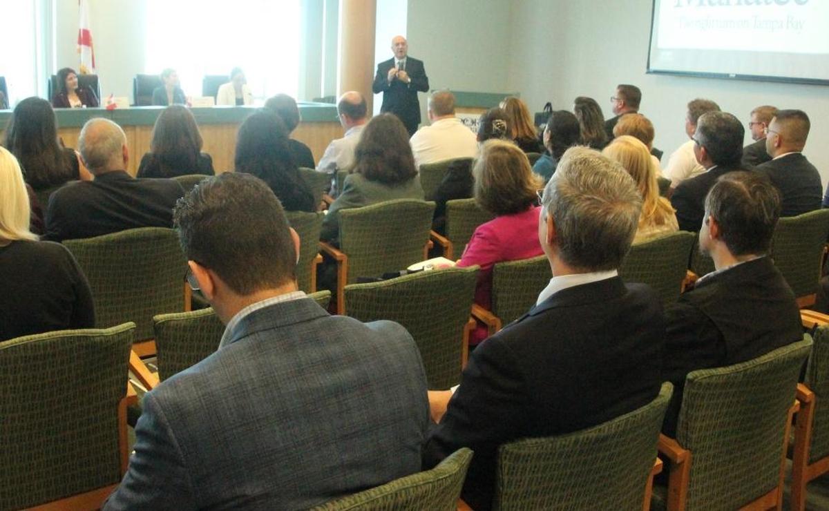 Carlos Buqueras, executive director of Port Manatee, opened Thursday's International Trade Hub meeting. Fourteen countries were invited to the meeting.