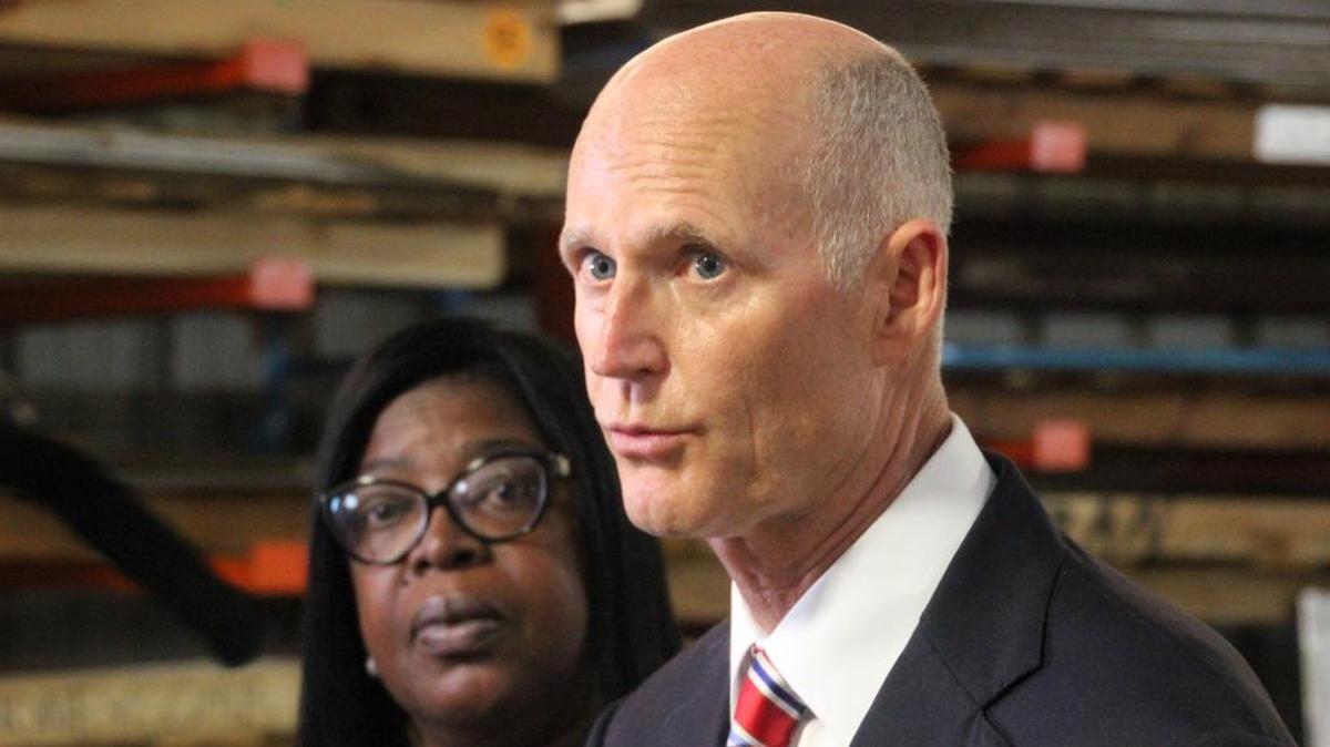 Gov. Rick Scott, shown in a visit to Manatee County earlier this year, on Friday touted the state’s 4.1 percent jobless rate in June, the lowest in the Sunshine State in a decade.