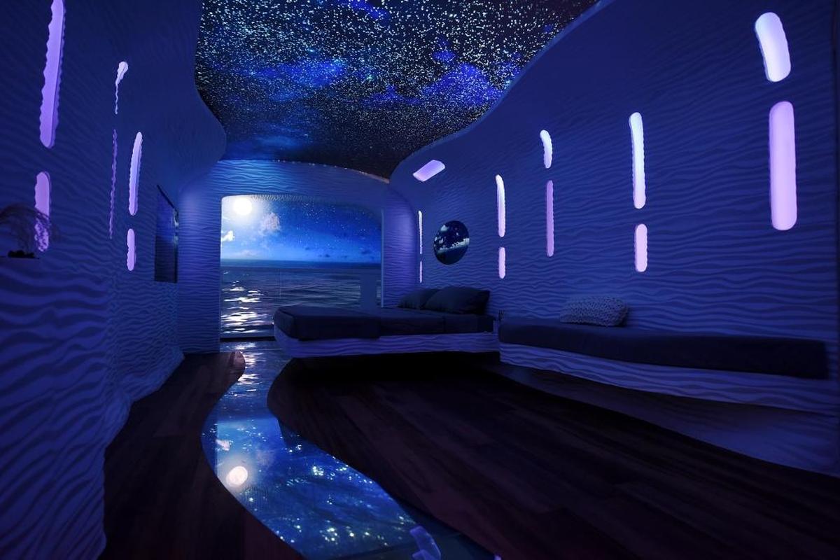 A concept for future staterooms imagines floors, ceilings and walls that can change to create your own environment, as seen at Royal Caribbeans Sea Beyond event at Duggal Greenhouse at the Brooklyn Navy Yard on Wednesday, Nov. 8, 2017, in Brooklyn, New York.