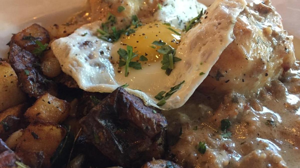 Sausage and Gravy Knots are Oak & Stone’s version of biscuits and gravy.