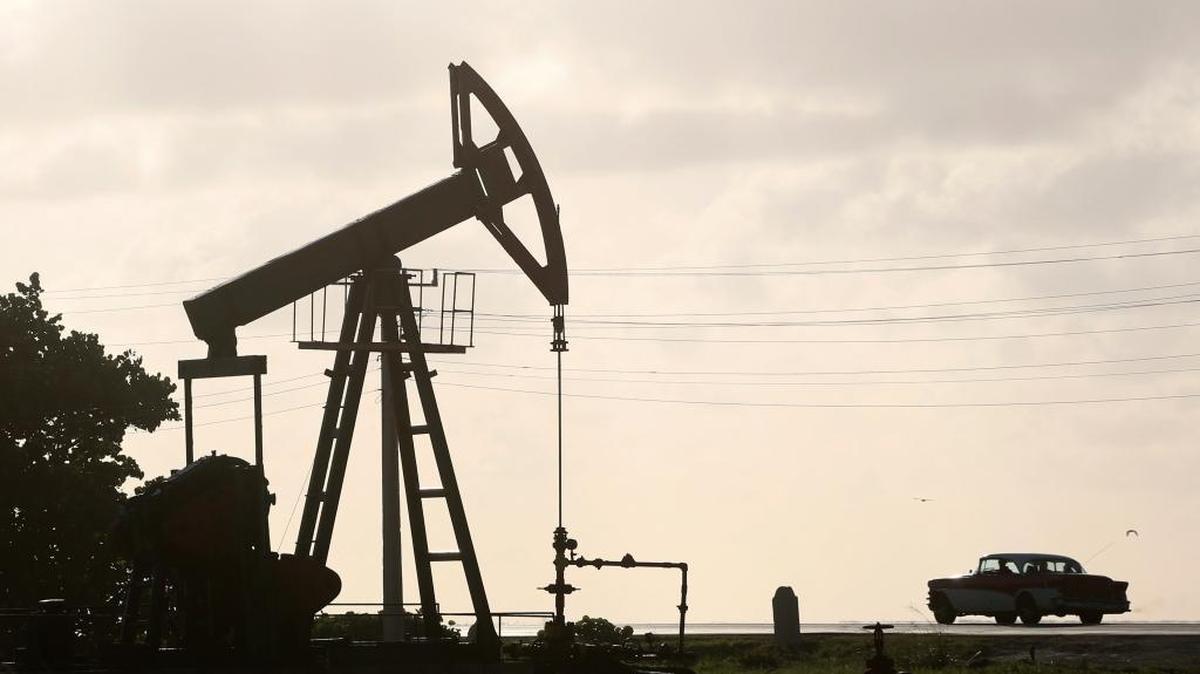 An oil well operates in Boca de Jaruco, Cuba.