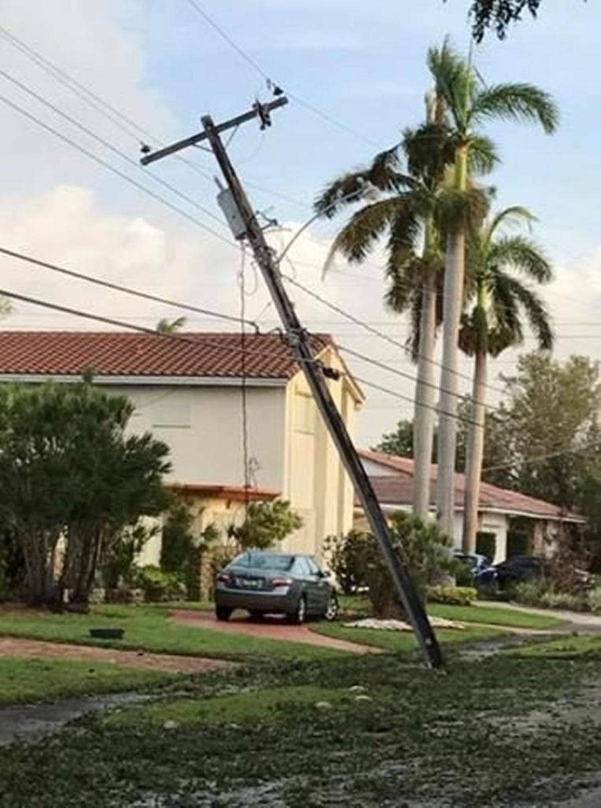 A wood power pole in the 21300 block of Northeast 23rd Avenue.