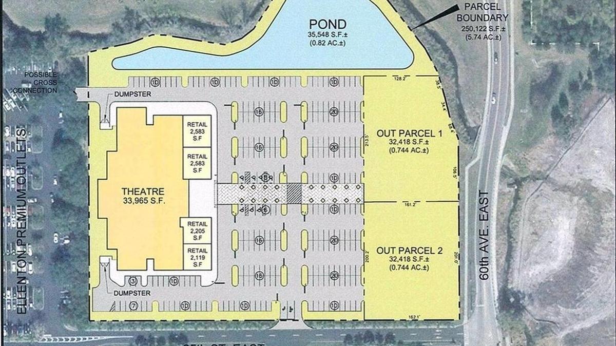 An application submitted to Manatee County's Building and Development Services Department indicates plans to build a movie theater with retail northeast of Ellenton Premium Outlets, near the corner of Interstate 75 and U.S. 301.