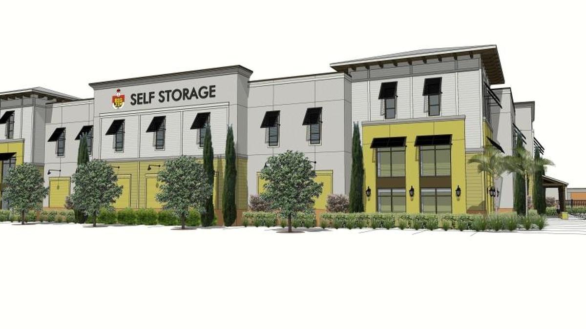 The south elevation of Big Jim Self Storage is shown in a rendering by Patrick M. Pillot Architect, Inc.