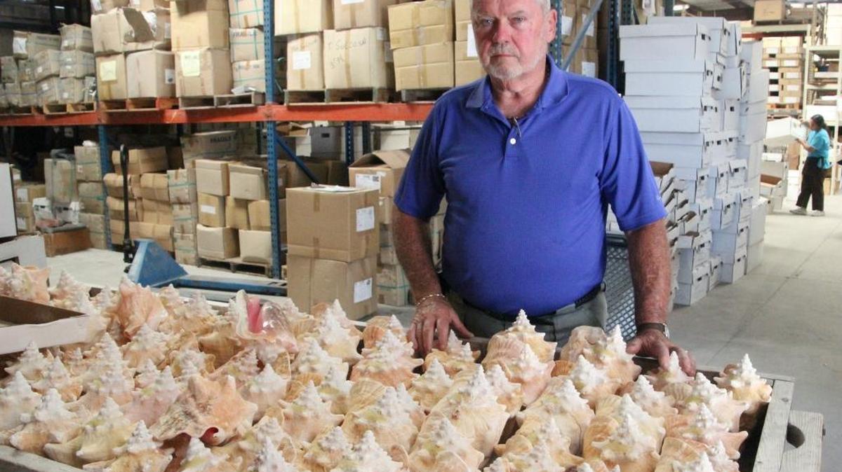George McCormick stands in his Ellenton warehouse where shells, novelties and other products are prepared for the retail market.