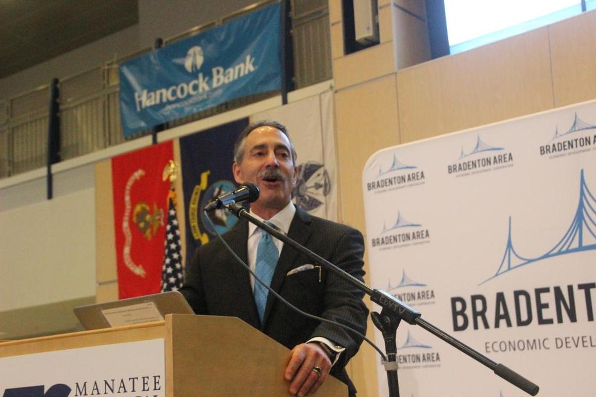 Hank Fishkind foresees strong economic performance nationally and locally into 2019, but cautions there could be a recession and interest rates hitting 8 percent in 2020. He made his remarks to 400 during a Bradenton Area Economic Development Corporation breakfast meeting on Thursday at Manatee Technical College.