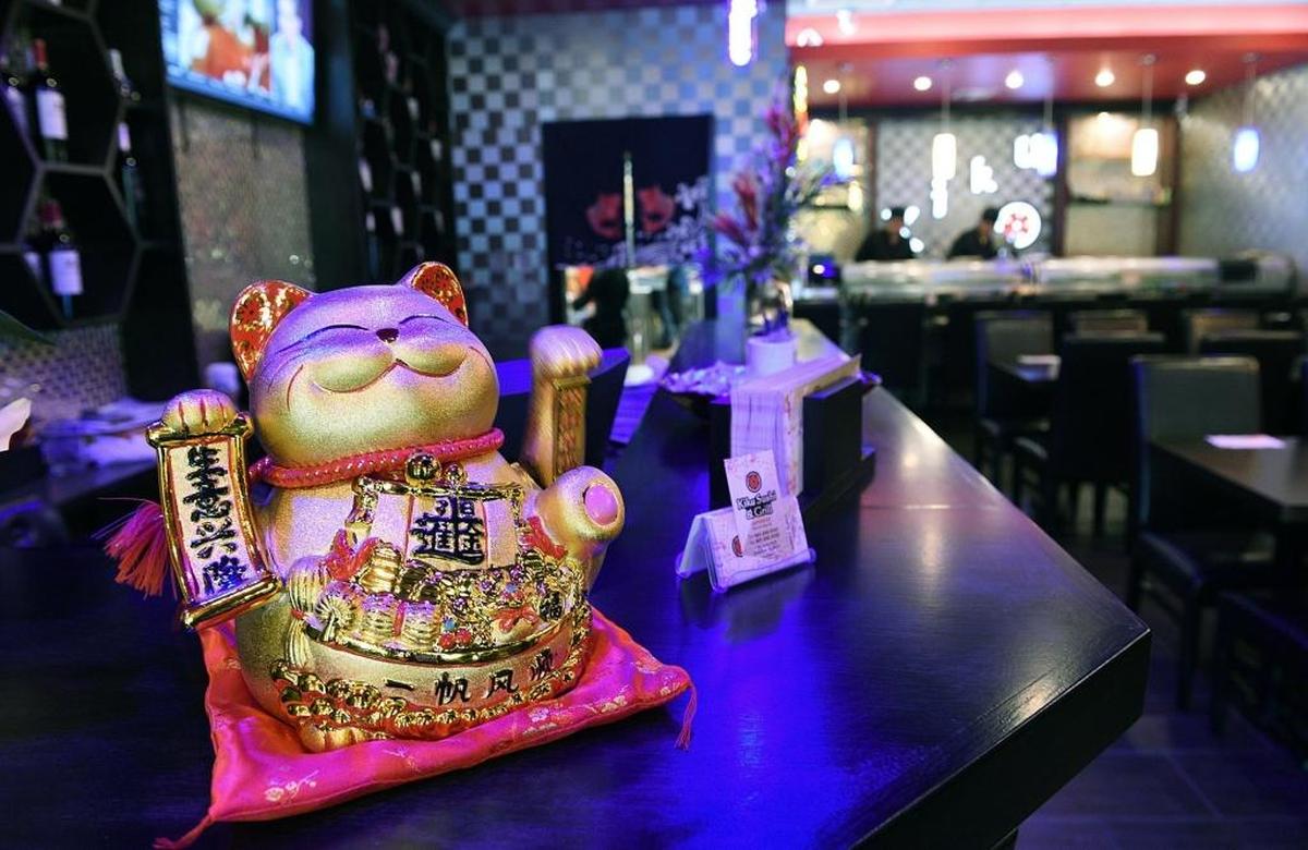 The entrance at Kiku Sushi & Grill, which is in the Paradise Bay Plaza on Cortez Road West.