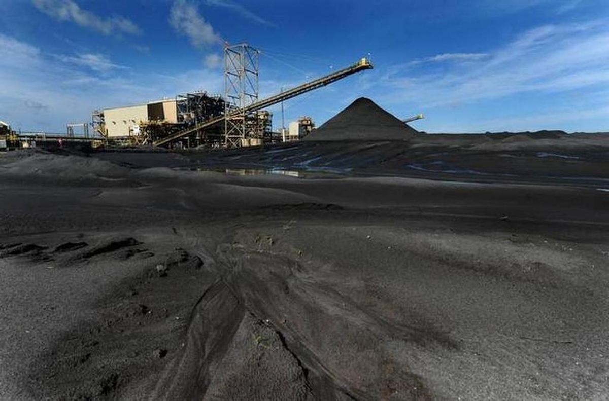 A mound of phosphate from the Mosaic beneficiation plant is piled high after being processed from sand dredged at the Mosaic Wingate Creek Mine in East Manatee County.