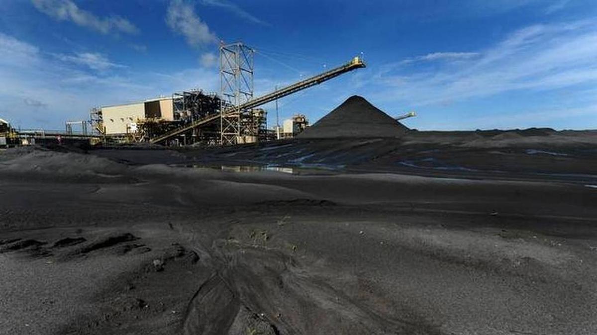 A mound of phosphate from the Mosaic beneficiation plant is piled high after being processed from sand dredged at the Mosaic Wingate Creek Mine in East Manatee County.