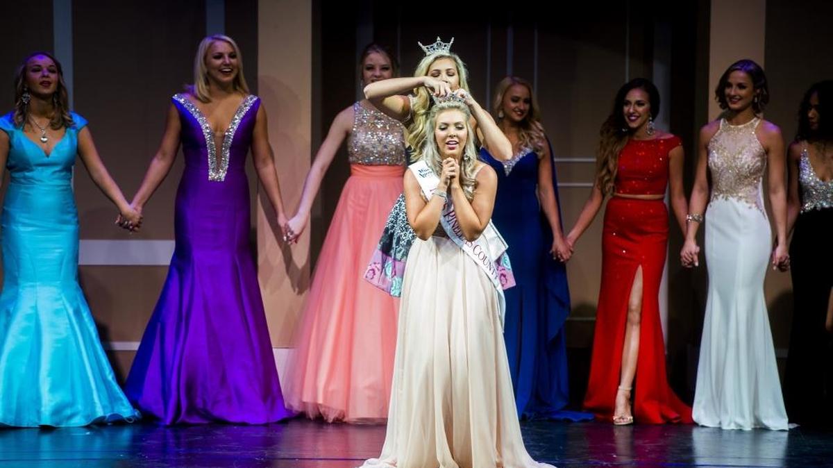 Elizabeth Stivers is crowned Miss Pinellas County during the Miss Florida Sweeps pageant on Saturday afternoon at the Manatee County Performing Arts Center in downtown Bradenton.
