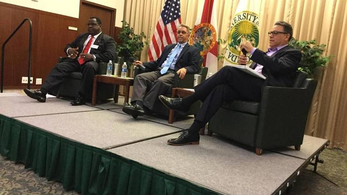 Democratic candidates for Florida State House District 70, Wengay Newton, Dan Fiorini and Christopher Czaia debate the issues earlier this month in Sarasota. The winner of the Aug. 30 primaries will advance to the November general election. Bradenton Herald file photo