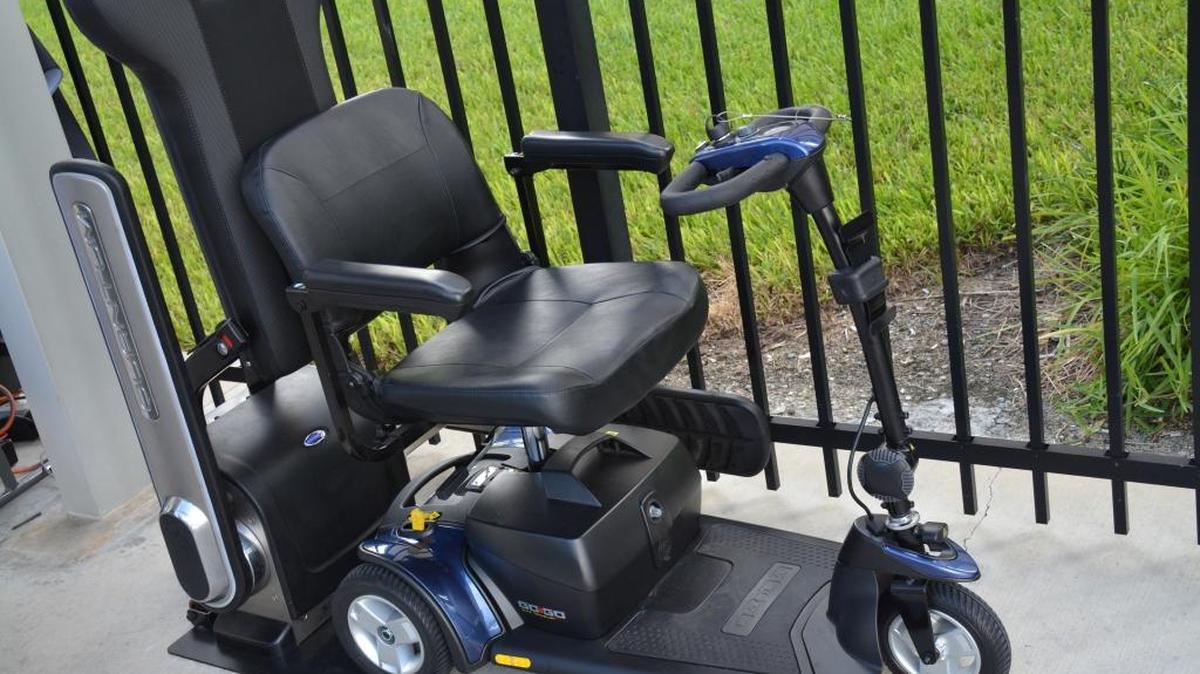Quantum, shown above, is a device being tested by Manatee County Area Transit that allows wheelchairs and motorized scooters to lock in on a bus without the help of the bus driver. Quantum is on one MCAT bus and it's route is along Manatee Avenue West from Interstate-75 to the Manatee County Public Beach.