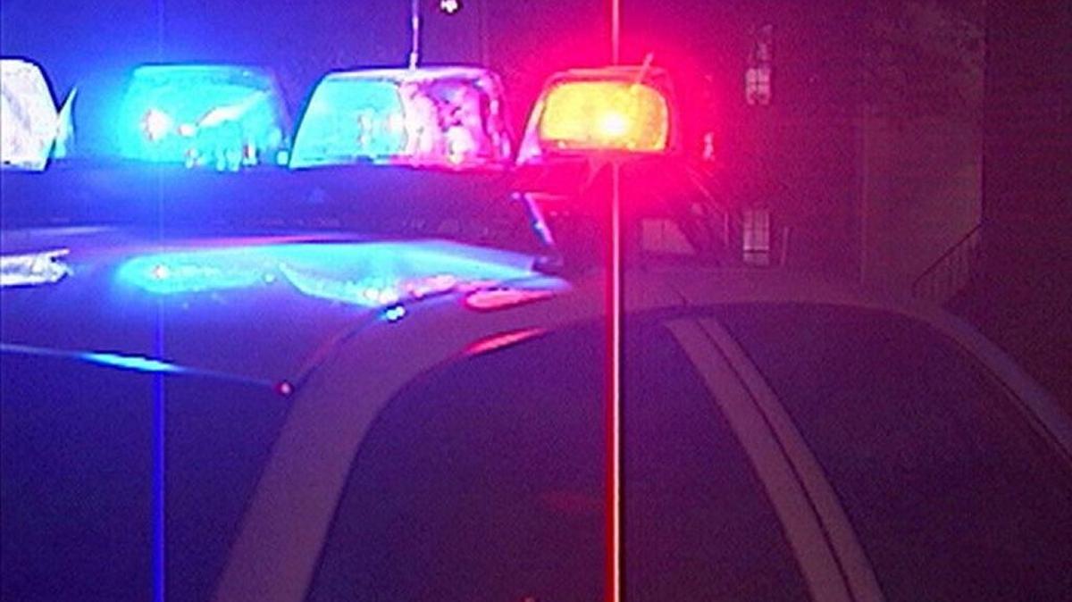 Lights from a police vehicle.
