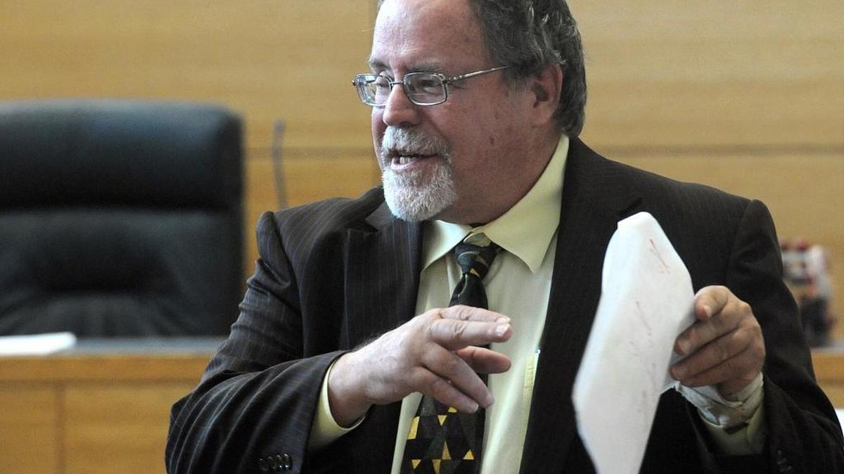 Attorney Mark Lipinski questions potential jurors in court during jury selection for a trial in this file photo.