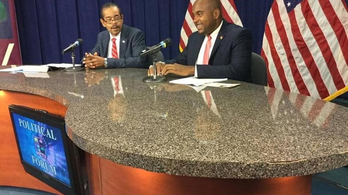Ward 5 incumbent Harold Byrd Jr., left, debated challenger Keenan Wooten in a debate in early October.
