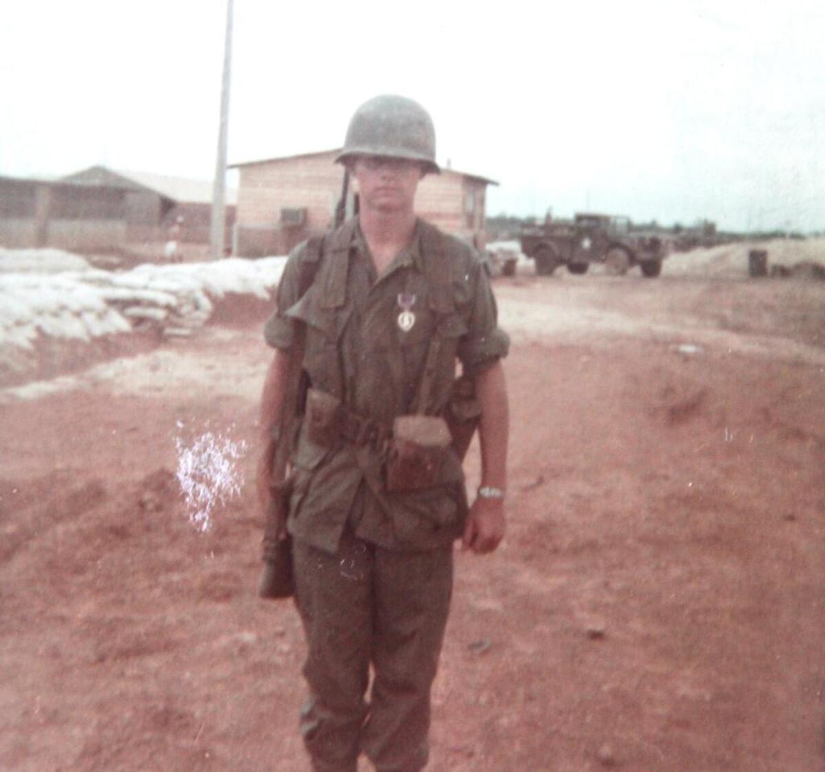 Robert Graves was photographed in Vietnam after he was awarded the Purple Heart.