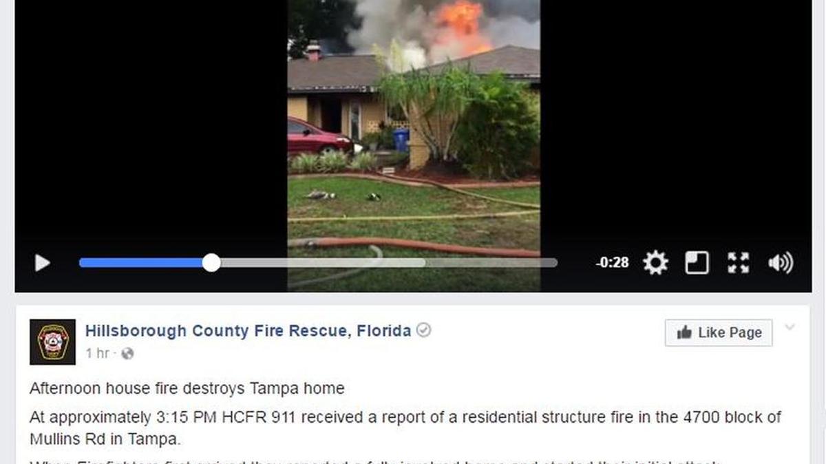 Crews from Hillsborough County Fire Rescue responded to a house fire in Tampa Monday afternoon.